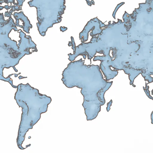 A picture of a map showing the outline of a continent