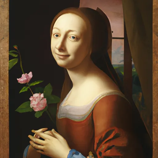 A picture of a famous painting with a woman's portrait