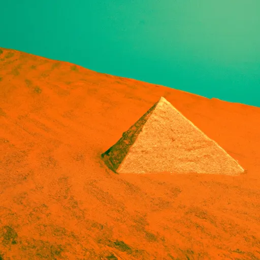 A picture of a pyramid with a sandy desert landscape