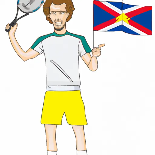 "Cartoon image of tennis player Andy Murray holding a flag of his country"