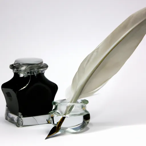 A picture of a quill pen and inkwell