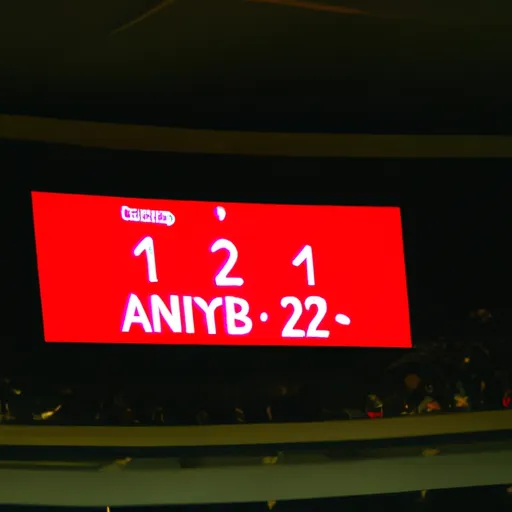 "Arsenal football team celebrating victory over Barcelona with a scoreboard showing the number of goals they scored"