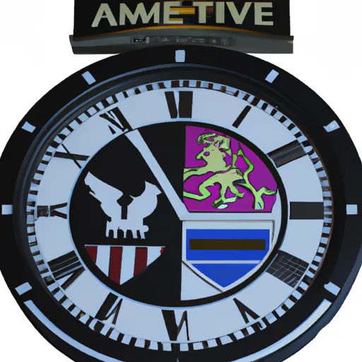 "Clock with the logos of Newcastle United and Aston Villa Football Clubs"