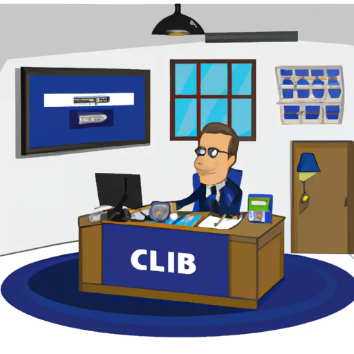 "Chelsea FC manager office in cartoon style"