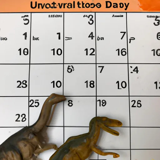 "Dinosaurs next to a calendar page showing 1800s"