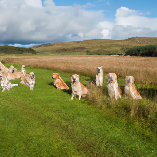 A large gathering of Golden Retrievers in Scotland