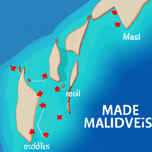 An illustrated map of Maldives under sea level