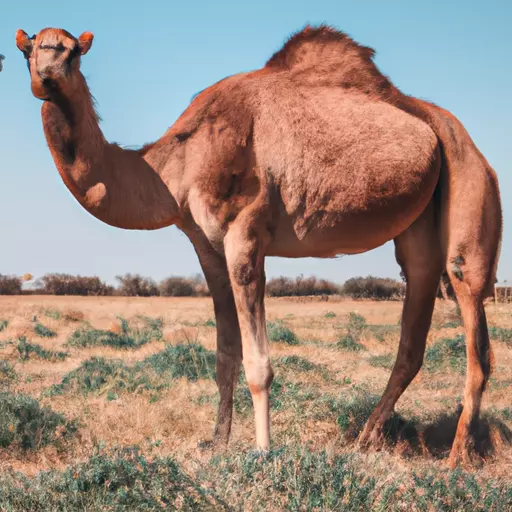 A picture of a camel in the desert