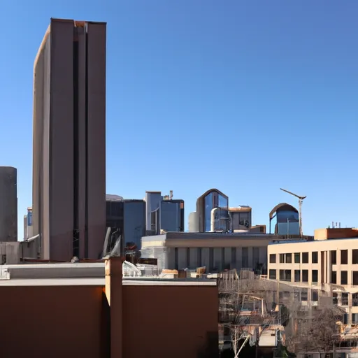 A picture of a city skyline with a notable tall building