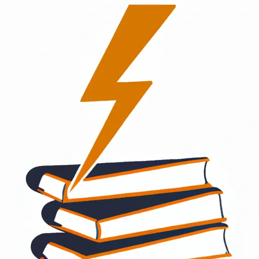 A picture of a stack of books with a lightning bolt symbol