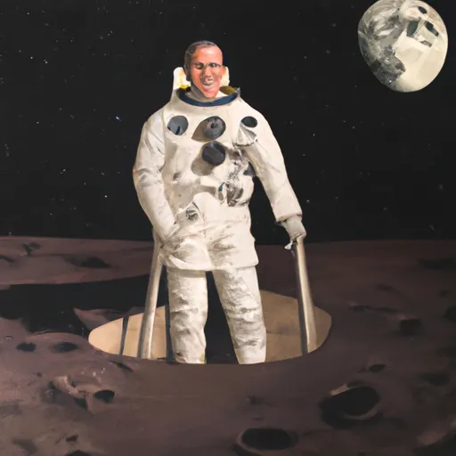 A picture of Neil Armstrong on the moon