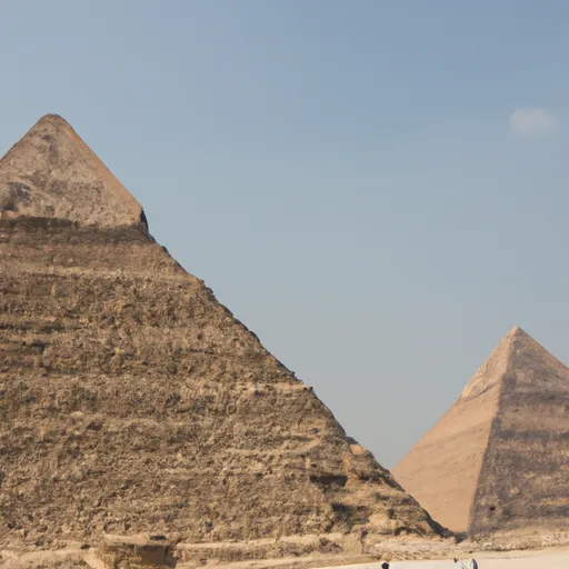 A picture of the Great Pyramids in Egypt, situated along the Nile river