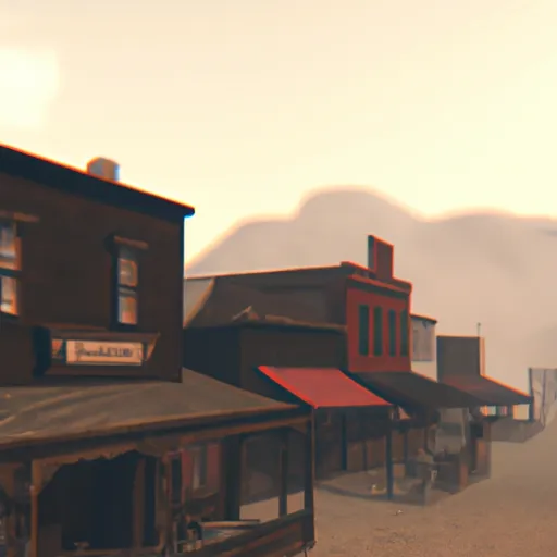 "Aesthetic vintage Wild West town from Red Dead Redemption 2 game"