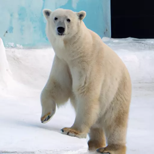 A picture of a polar bear standing on ice