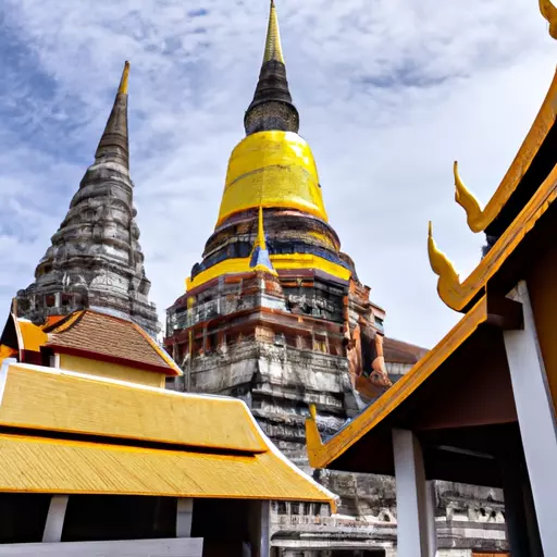 A picture of a temple complex with a pagoda