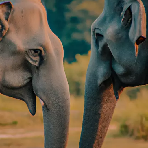 A picture of two elephants facing each other