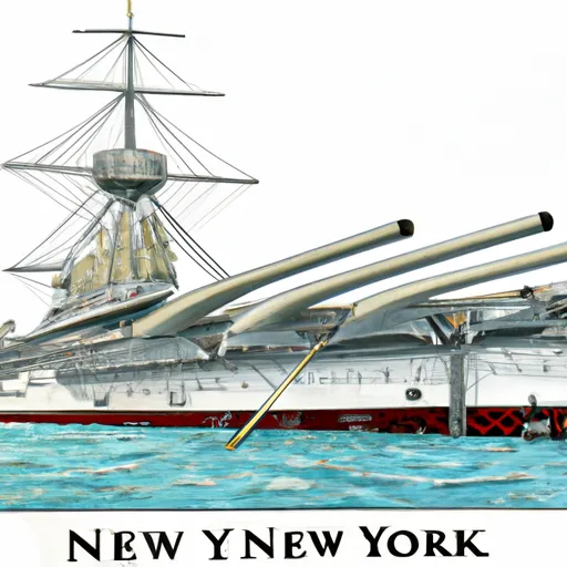 "A detailed illustration of the bow of the USS New York"