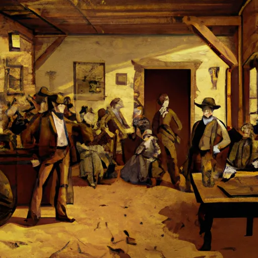 "Dutch van der Linde and his gang in a western saloon from Red Dead Redemption"