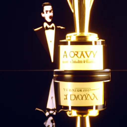 "Academy Award trophy with a reflection of Irving Berlin"