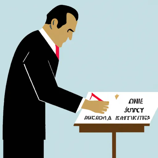 A minimalist illustration of President Richard Nixon signing a document to forgo his life-long secret service protection.