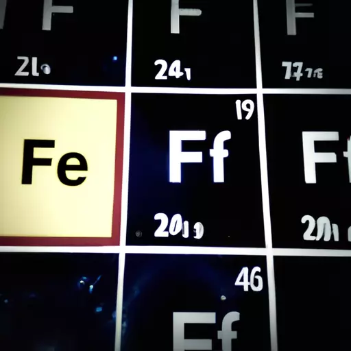 A picture of a periodic table with the symbol 'Fe' highlighted