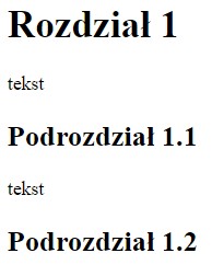 Ilustracja do pytania 387: Przeglądarka internetowa wyświetliła stronę w następujący sposób. Wskaż kod HTM…