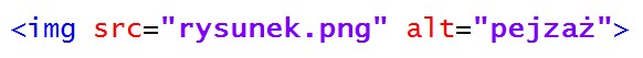 Ilustracja do pytania 420: Zapisano kod HTML wstawiający grafikę na stronę internetową. Jeżeli rysunek.png…