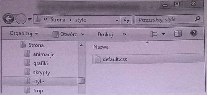 Ilustracja do pytania 46: Wskaż sposób, w jaki należy odwołać się do pliku default.css, jeśli index.html…