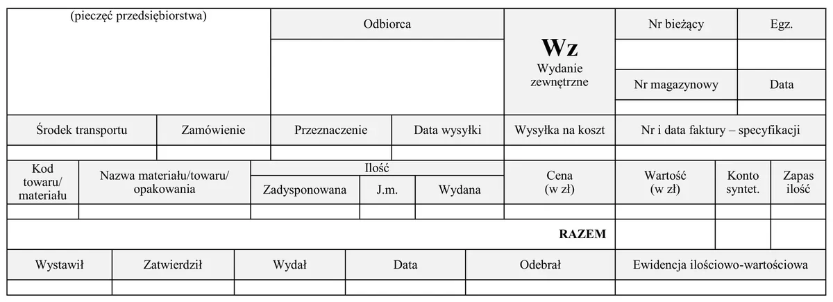 Ilustracja do pytania 1186: Przedstawiony druk jest wykorzystywany do udokumentowania