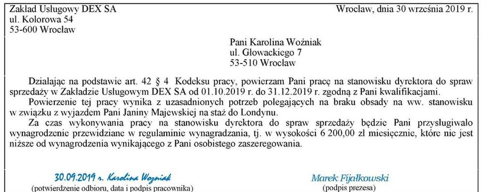 Ilustracja do pytania 1220: Zamieszczony dokument sporządzono w sprawie