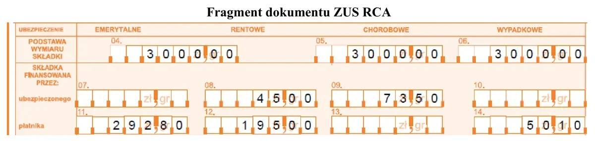 Ilustracja do pytania 431: Ustal wysokość składki na ubezpieczenie emerytalne finansowanej przez ubezpiecz…