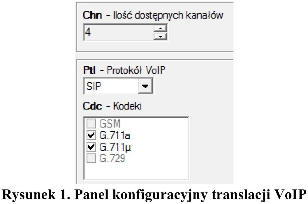 Ilustracja do pytania 564: Ile rozmów jednocześnie można prowadzić przez translację VoIP, której panel kon…