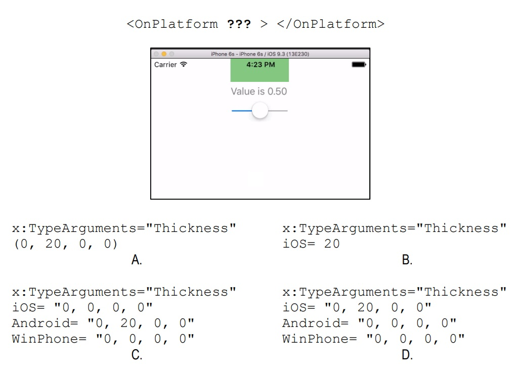 Ilustracja do pytania 41: Na przedstawionym obrazie widać fragment emulacji systemu iOS z prostą aplikacj…