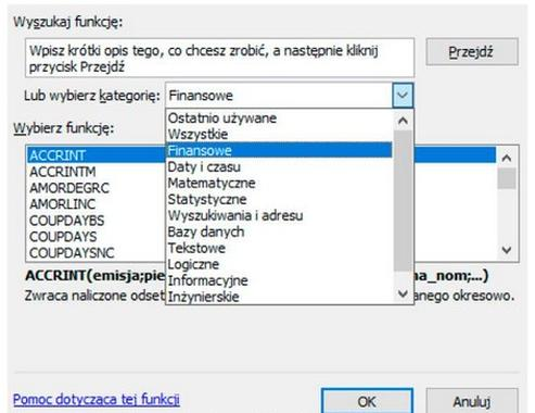 Ilustracja do pytania 1453: Który program Microsoft Office umożliwia wybór i wstawienie funkcji przedstawio…