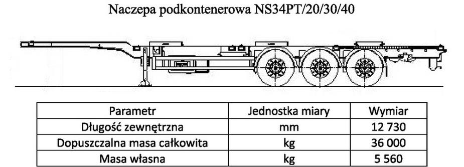 Ilustracja do pytania 76: Przedstawiona naczepa jest przystosowana do przewozu masy brutto kontenera z ła…