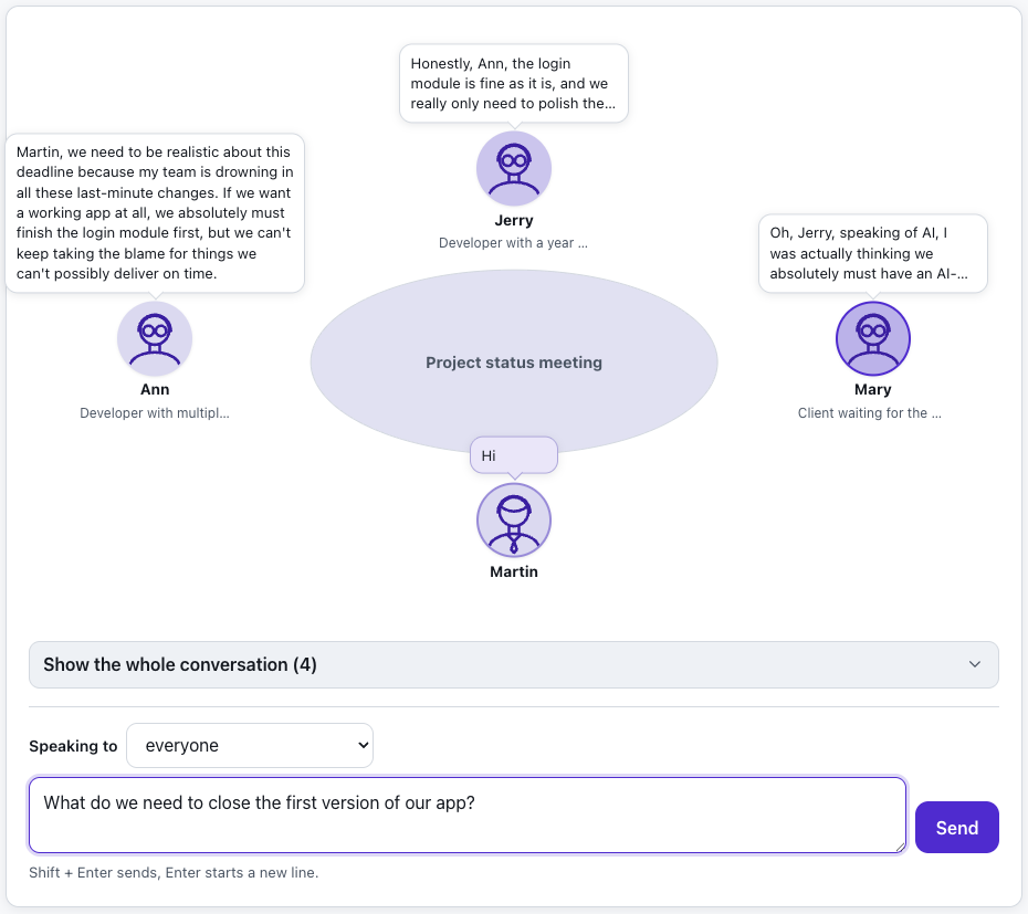 AI roleplay in the form of meeting