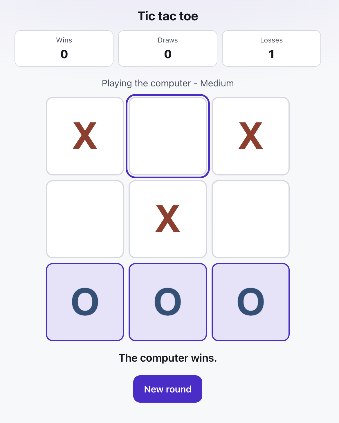 Playing tic-tac-toe in verbalu