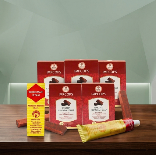 Kumkumadi lepam 1 Nos + RC family pack (pack of 5 RC soap)