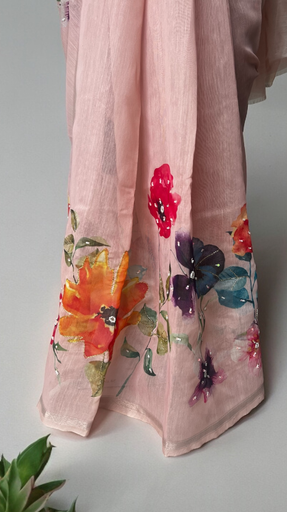 Handembroidery Floral Chanderi Saree image 2