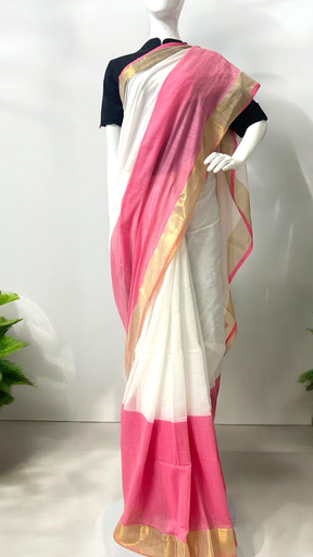 MulMul Golden Zari Saree