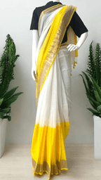 MulMul Golden Zari Saree