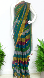 Rainbow mulmul saree