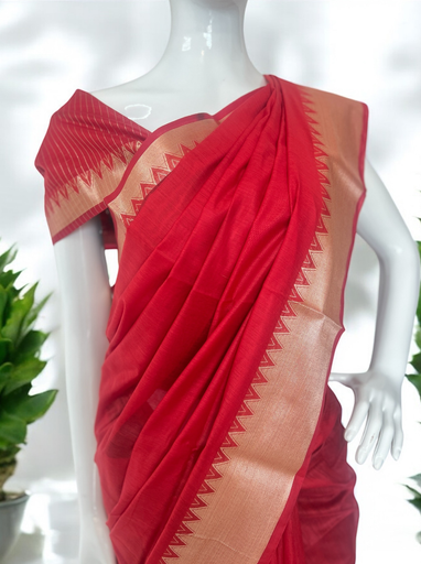 Mangalagiri Red Saree image 3