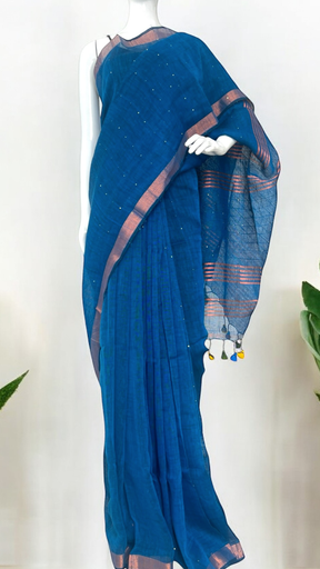 Sequins Linen Saree image 2