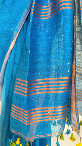 Sequins Linen Saree image 3