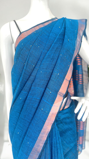 Sequins Linen Saree image 5