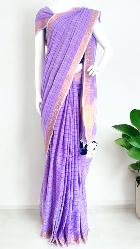 Lavender Zari Line Saree