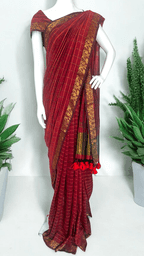 Maroon Zari line saree