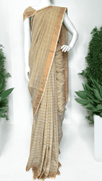 Half White Zari line saree