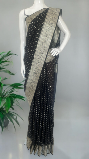 Black Banarasi Butta Saree